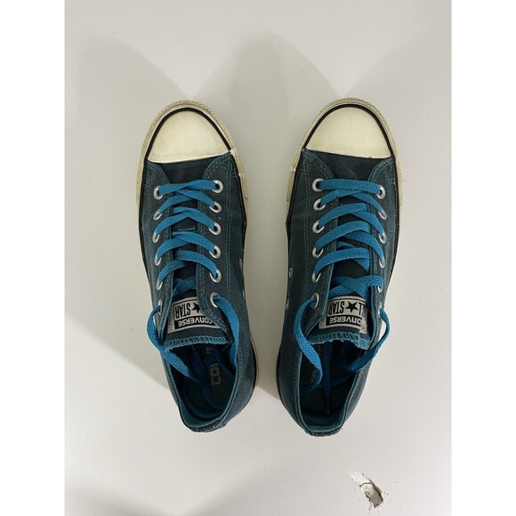 Converse All Star Womens Teal Canvas Size 8 Low Top Blue Laces Grunge - Picture 10 of 12